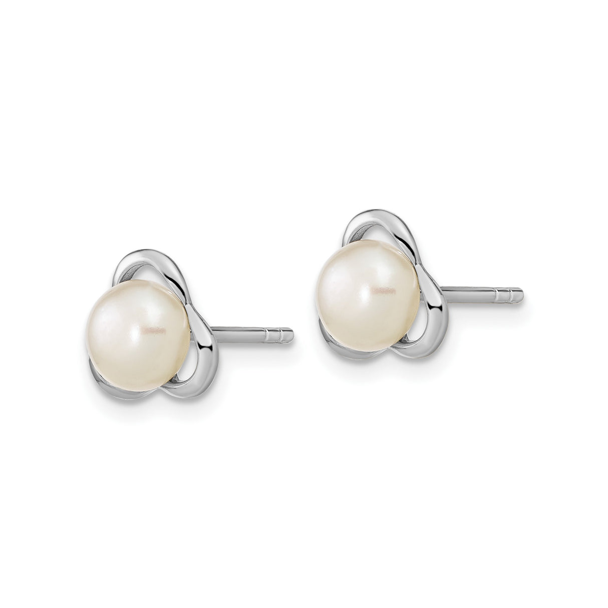 Sterling Silver Trinity Knot Stud Earrings with Cultured Pearl, Celtic Symbol Design