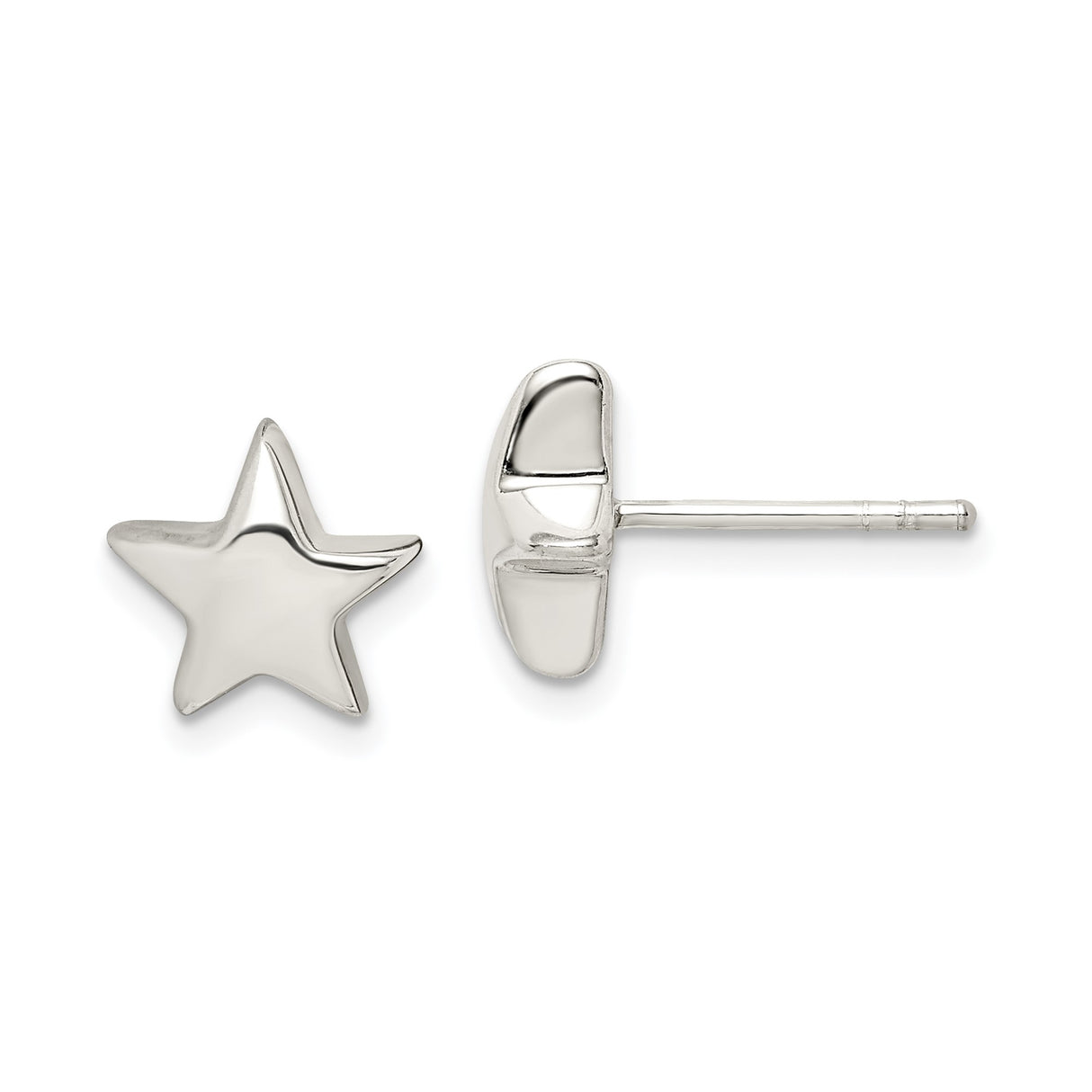 Sterling Silver Star Stud Earrings, Simple Five-Point Minimalist Design for Women and Girls