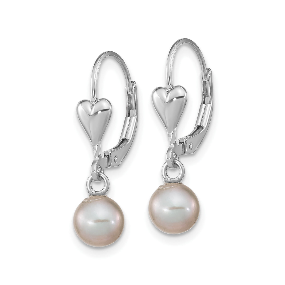 Sterling Silver Dangle Earrings with Freshwater Pearls and Heart Accents for Women
