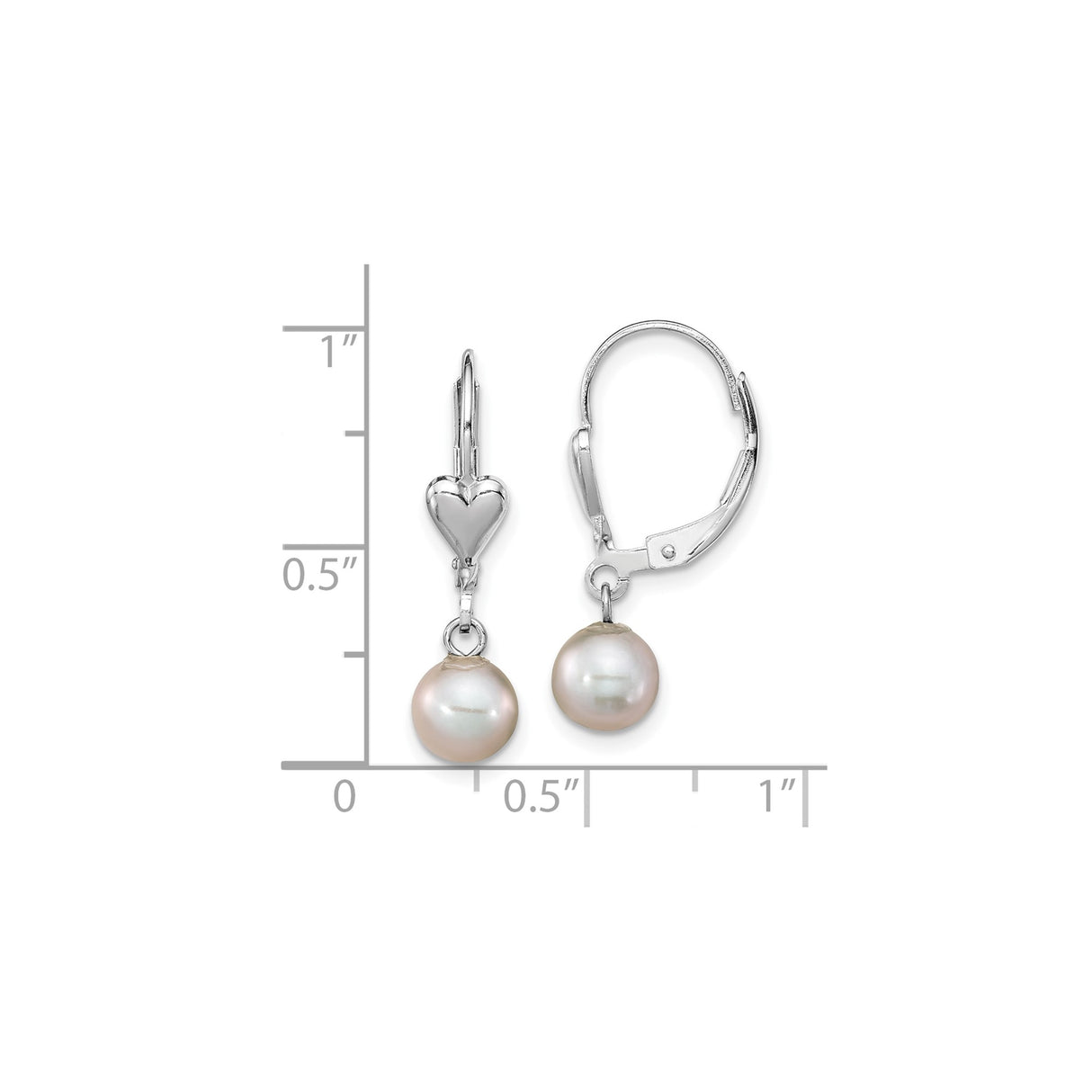 Sterling Silver Dangle Earrings with Freshwater Pearls and Heart Accents for Women