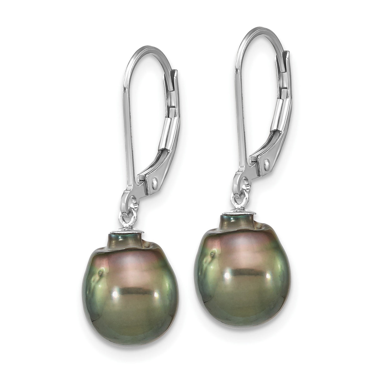 Sterling Silver Leverback Earrings with Tahitian Baroque Pearls, Ocean-Inspired Drop Design