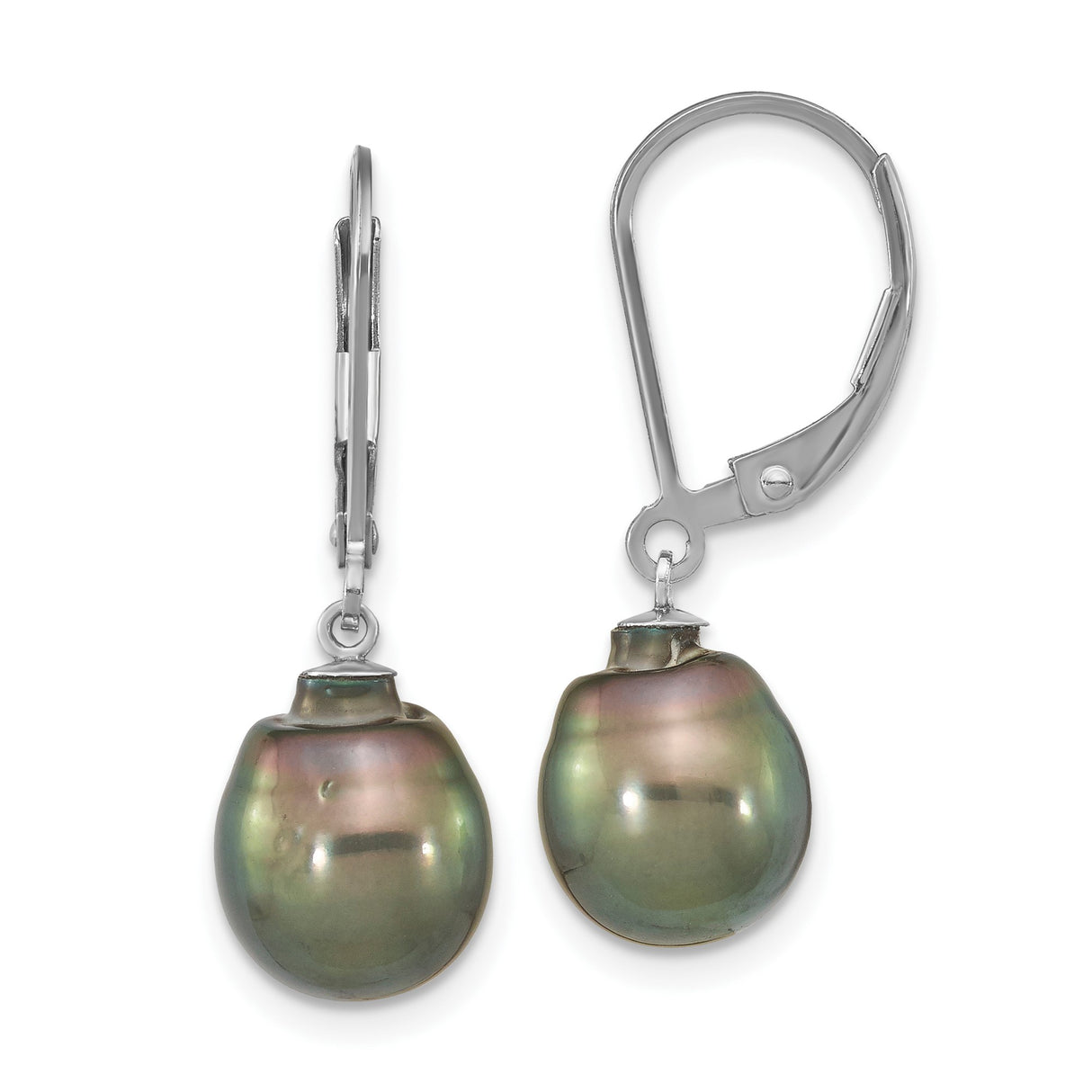 Sterling Silver Leverback Earrings with Tahitian Baroque Pearls, Ocean-Inspired Drop Design