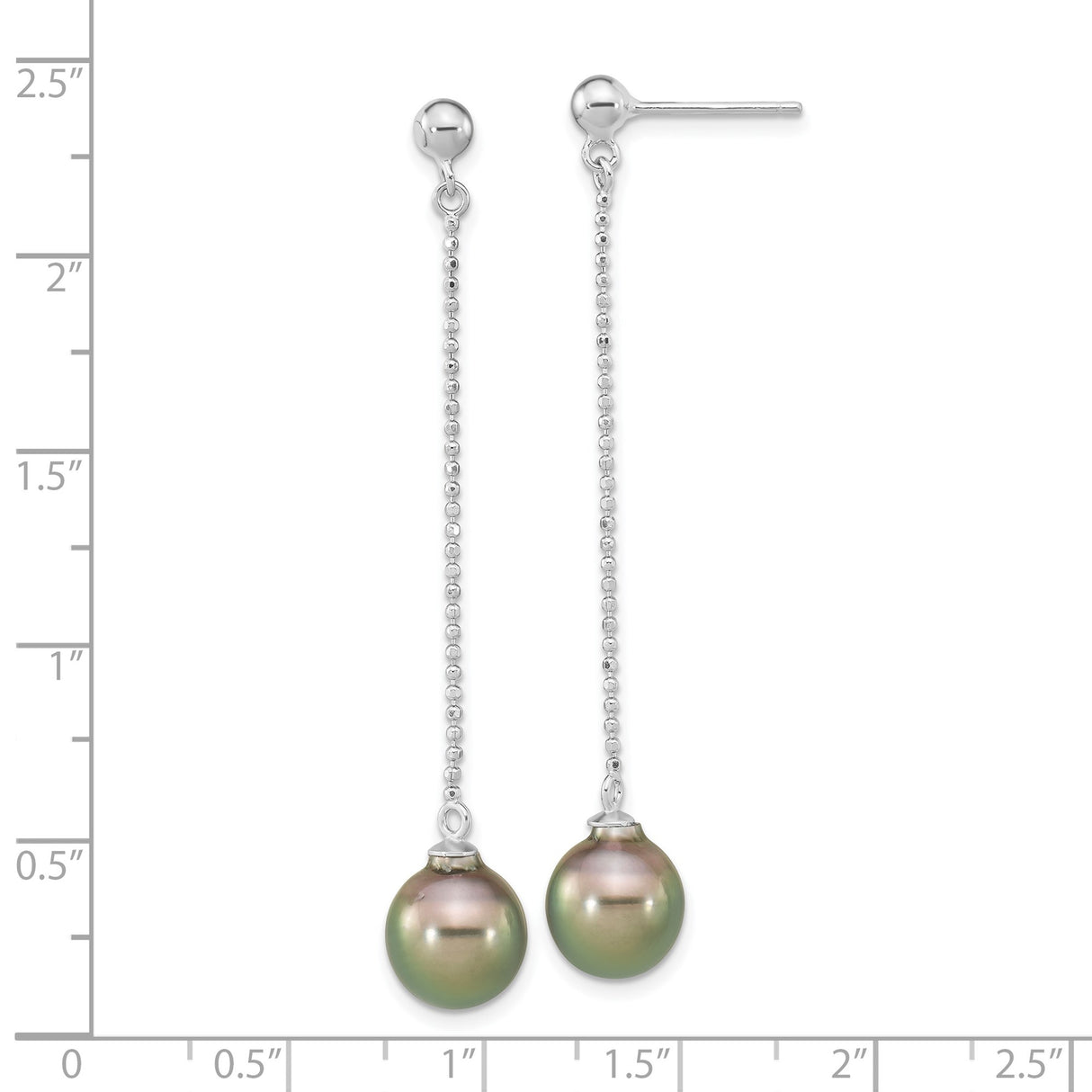 Sterling Silver Dangle Earrings with Iridescent Green and Purple Pearls, Minimalist Drop Style