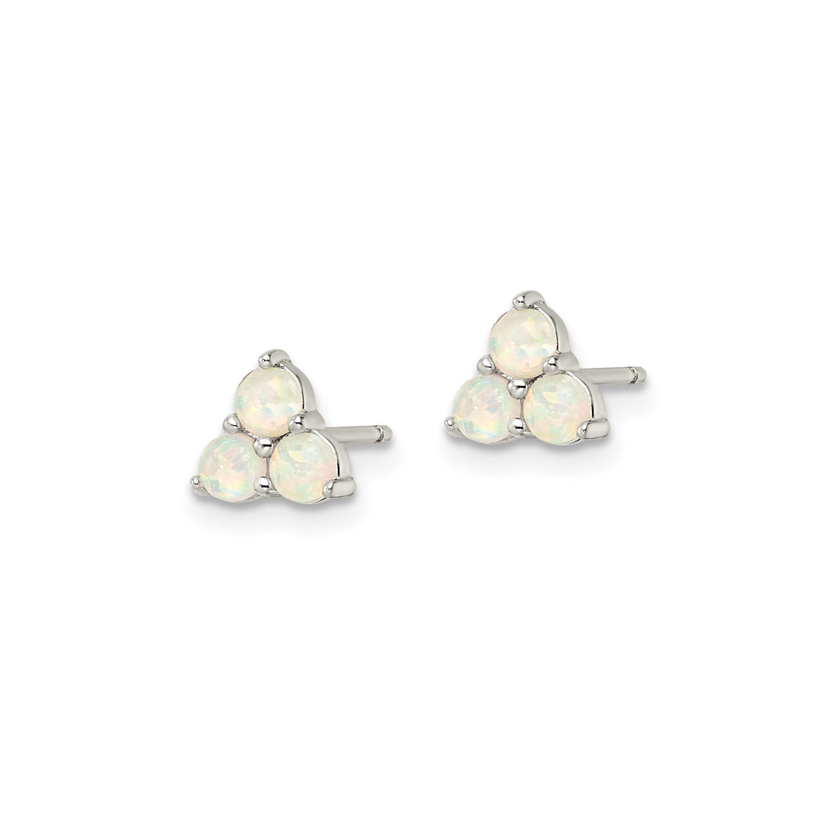 Sterling Silver Triangle Stud Earrings with Created Opal, Minimalist Geometric Design