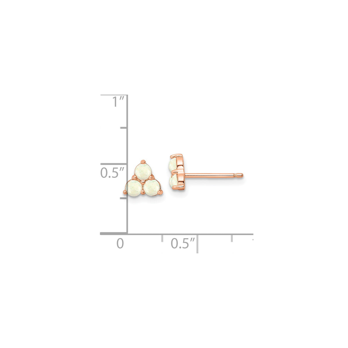 Sterling Silver Stud Earrings with Created Opal, Triangle Cluster Design, Modern Minimalist Style