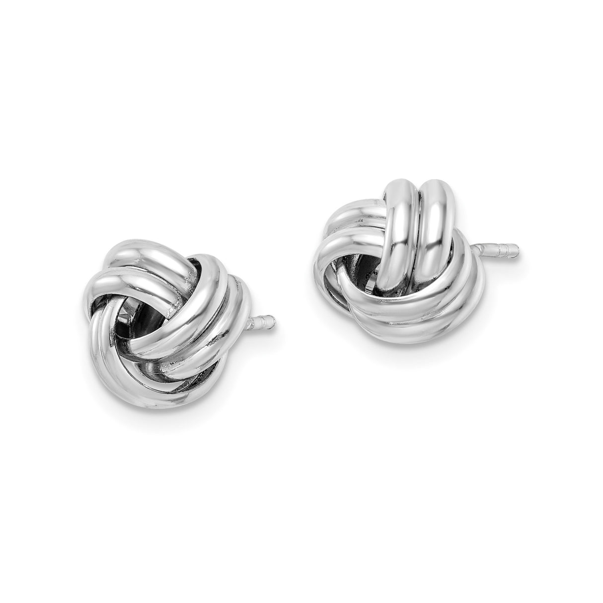 Sterling Silver Love Knot Stud Earrings with Polished Interwoven Knot Design for Women