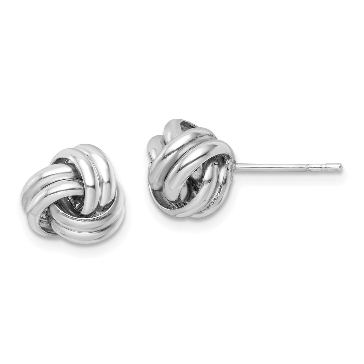 Sterling Silver Love Knot Stud Earrings with Polished Interwoven Knot Design for Women
