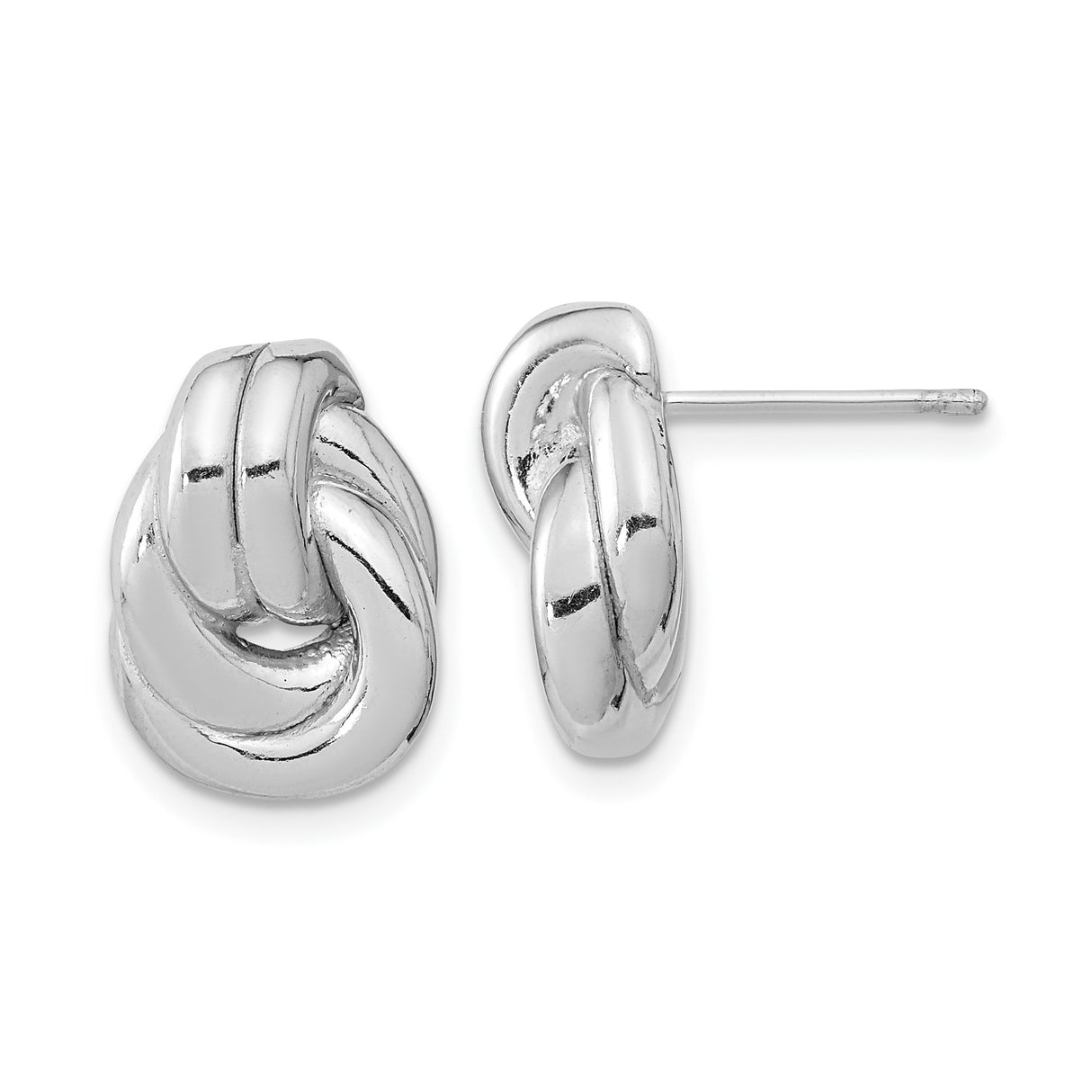 Sterling Silver Love Knot Stud Earrings with Twisted Loop Design for Women
