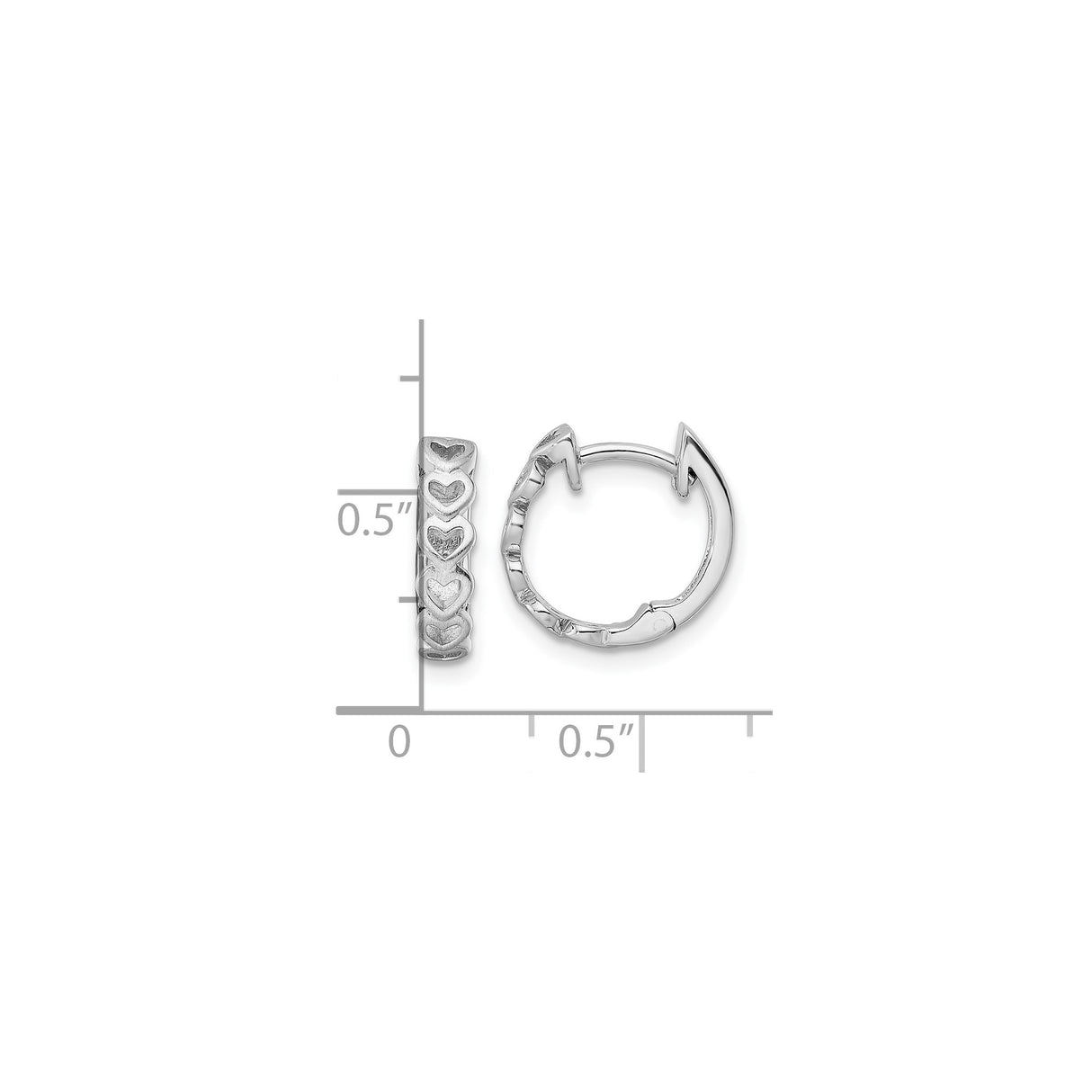 Sterling Silver Heart Hoop Earrings with Embossed Vertical Hearts, Romantic Love Theme