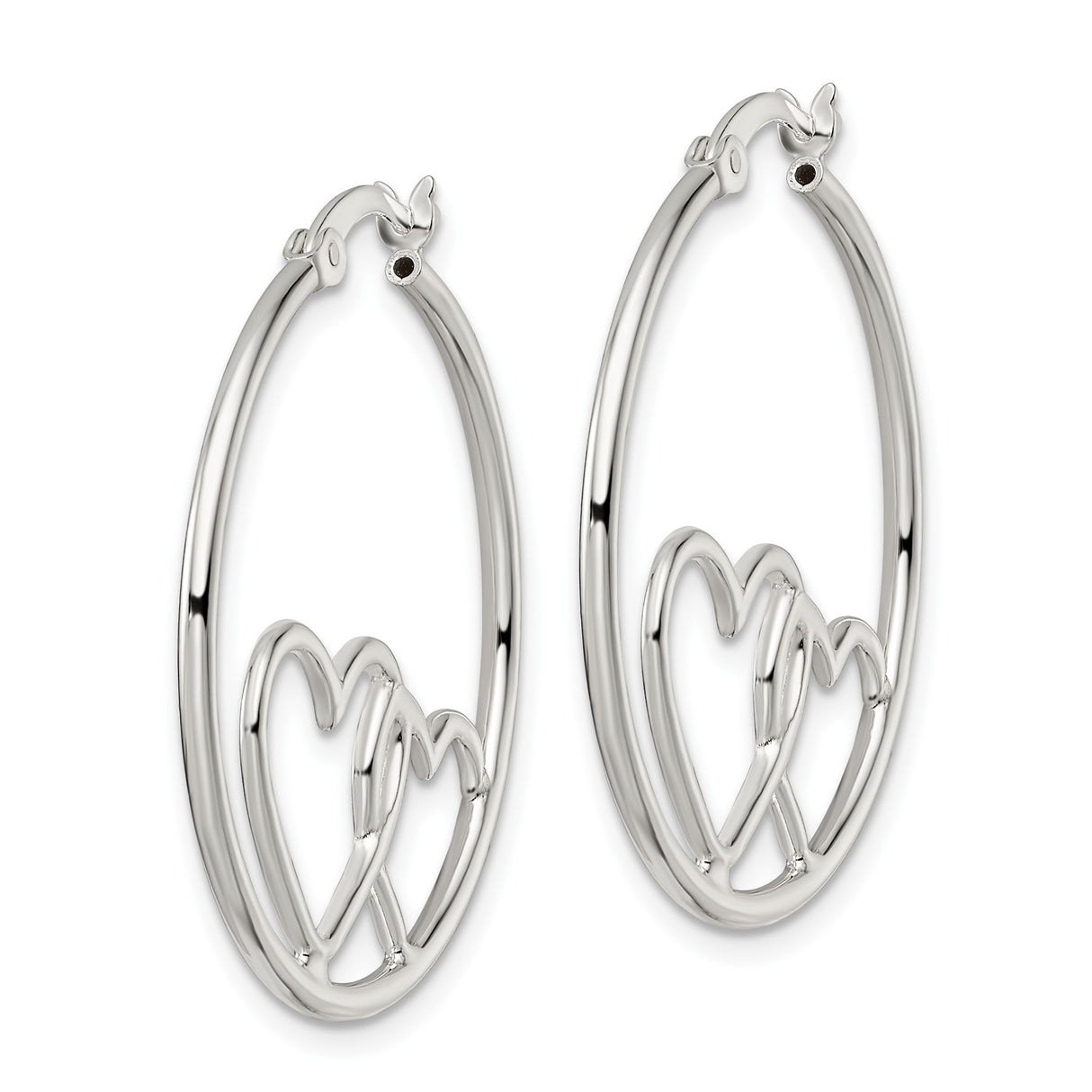 Sterling Silver Hoop Earrings with Interlocking Hearts Design, Romantic Jewelry for Women