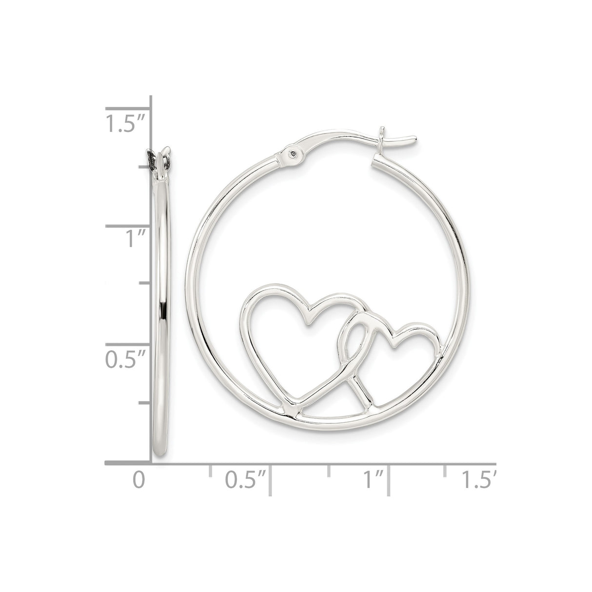 Sterling Silver Hoop Earrings with Interlocking Hearts Design, Romantic Jewelry for Women