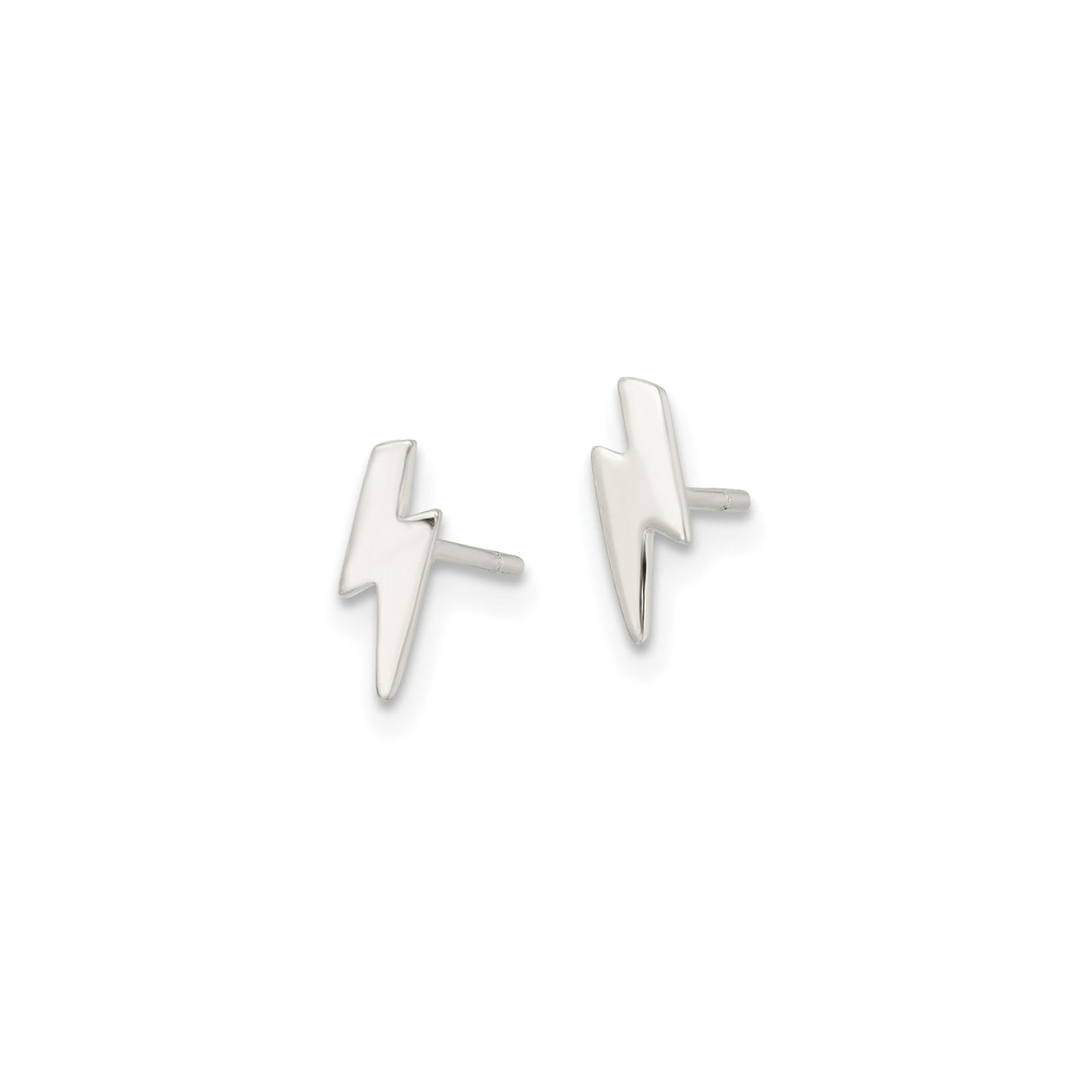 Sterling Silver Lightning Bolt Stud Earrings, Minimalist Modern Style, Unisex Design