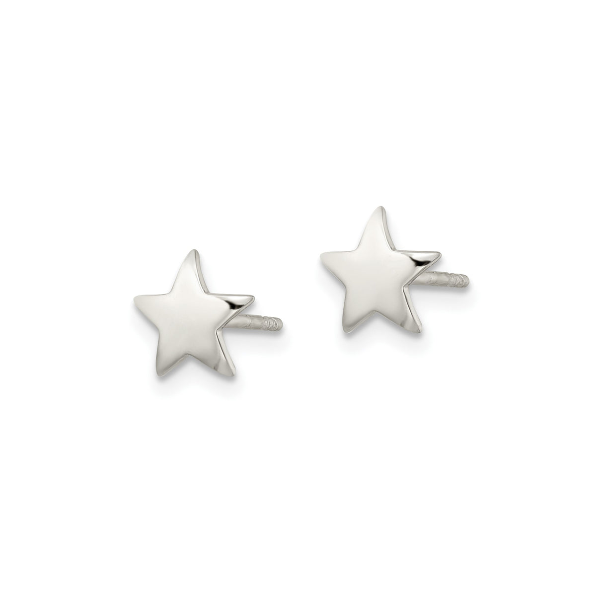 Sterling Silver Star Stud Earrings, Polished Five Point Design, Minimalist Celestial Jewelry