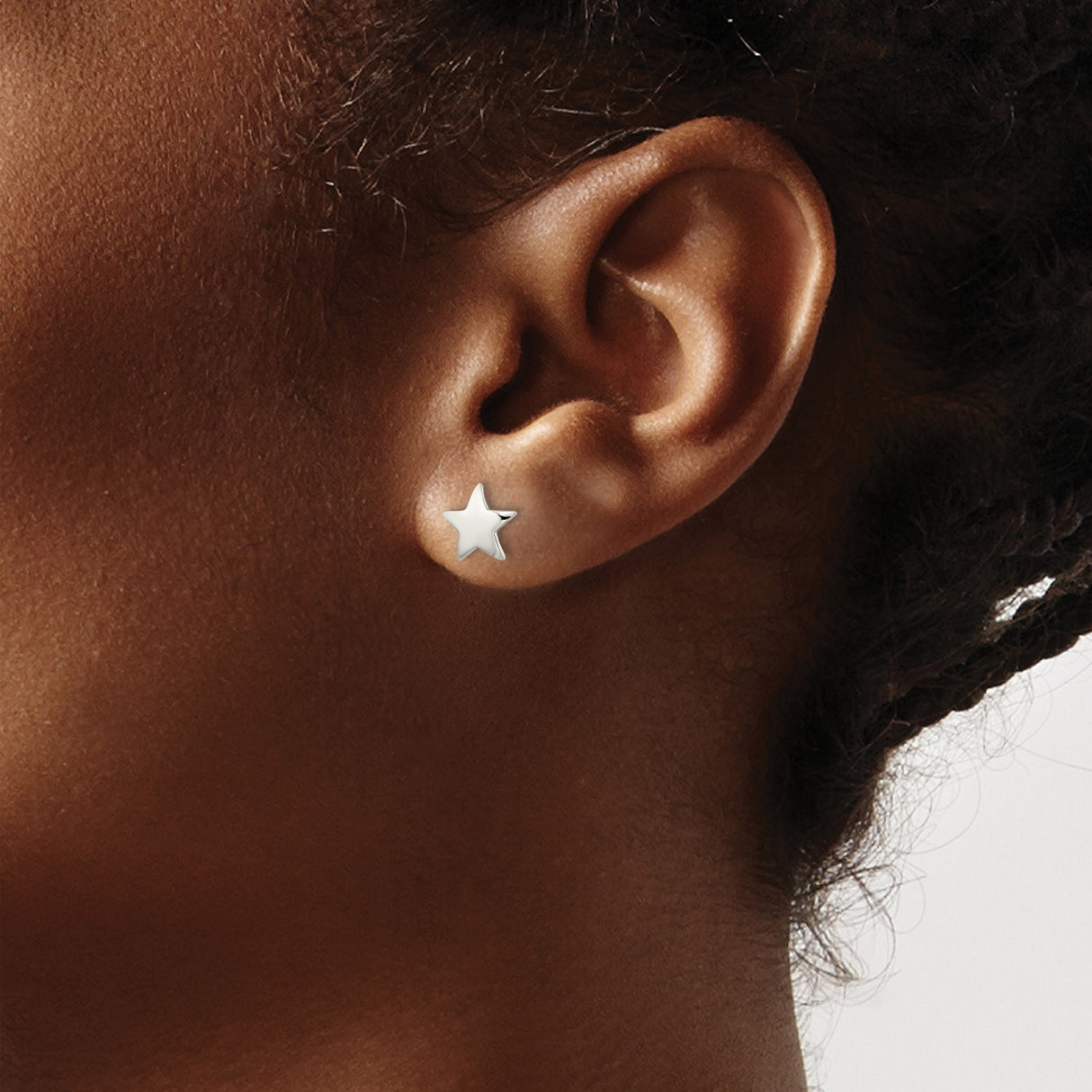 Sterling Silver Star Stud Earrings, Polished Five Point Design, Minimalist Celestial Jewelry