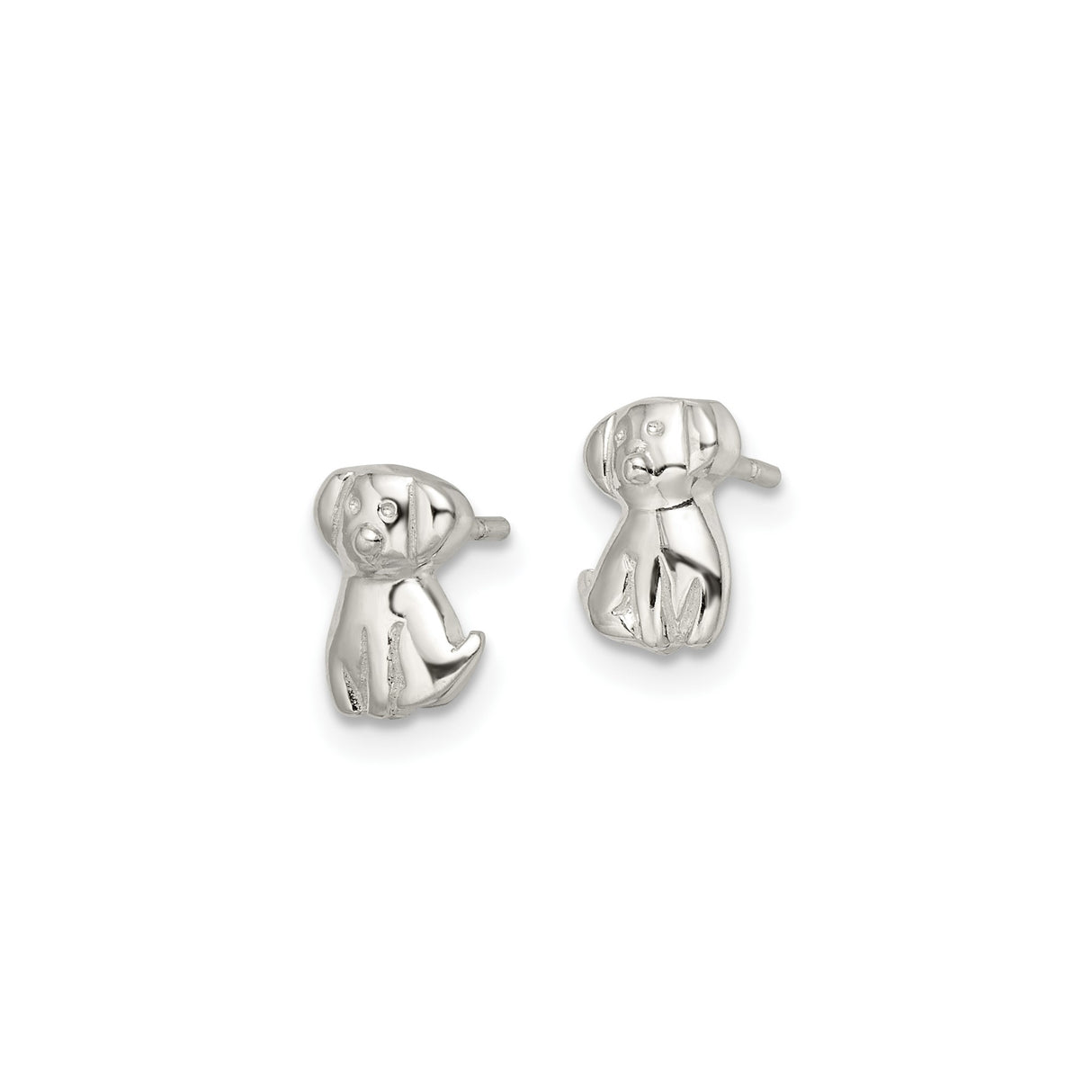 Sterling Silver Dog Stud Earrings with Playful Puppy Design for Women and Girls