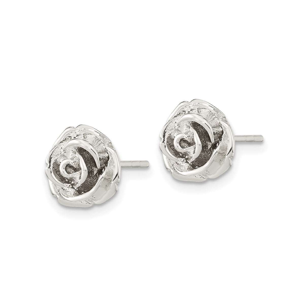 Sterling Silver Rose Stud Earrings with Detailed Floral Design for Women