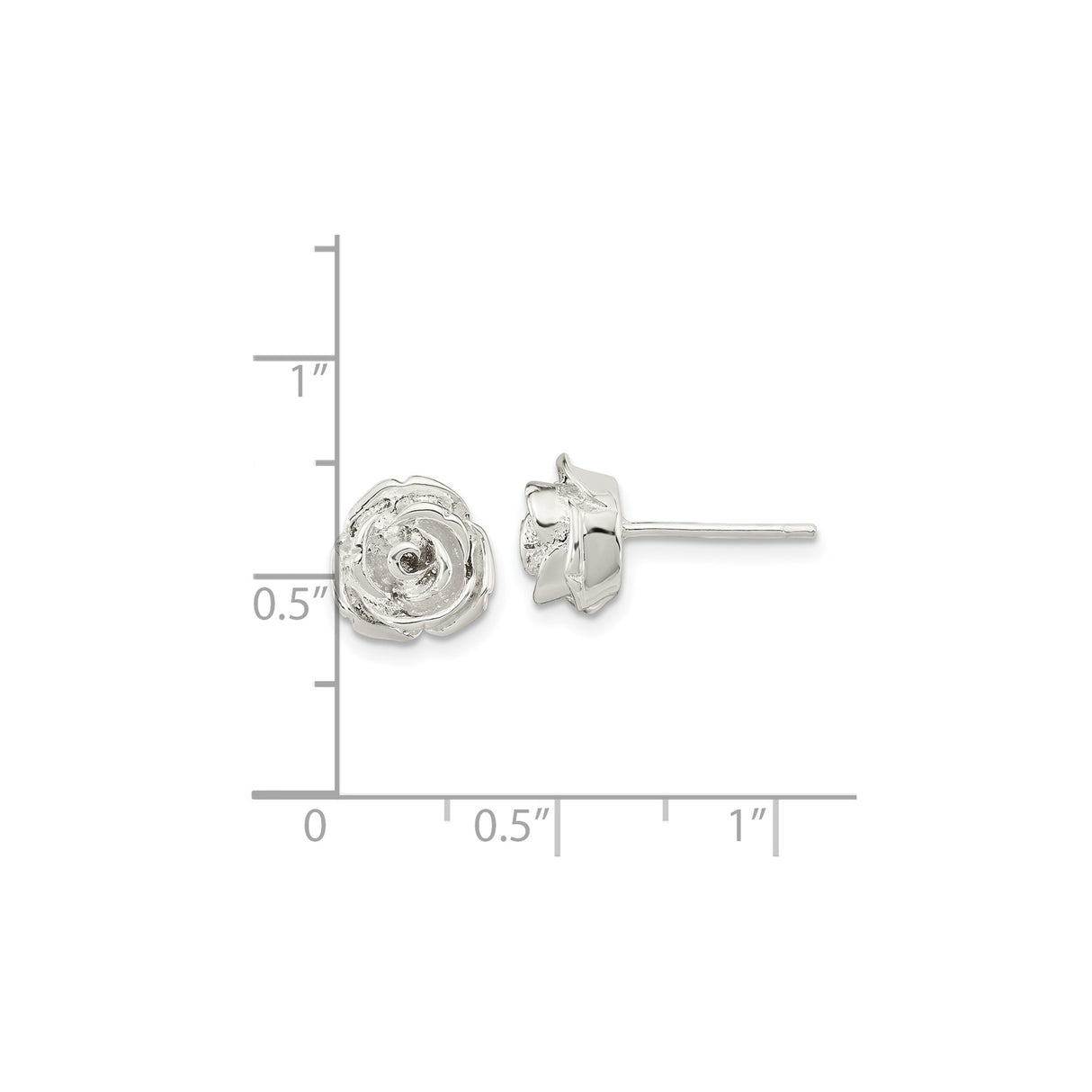 Sterling Silver Rose Stud Earrings with Detailed Floral Design for Women