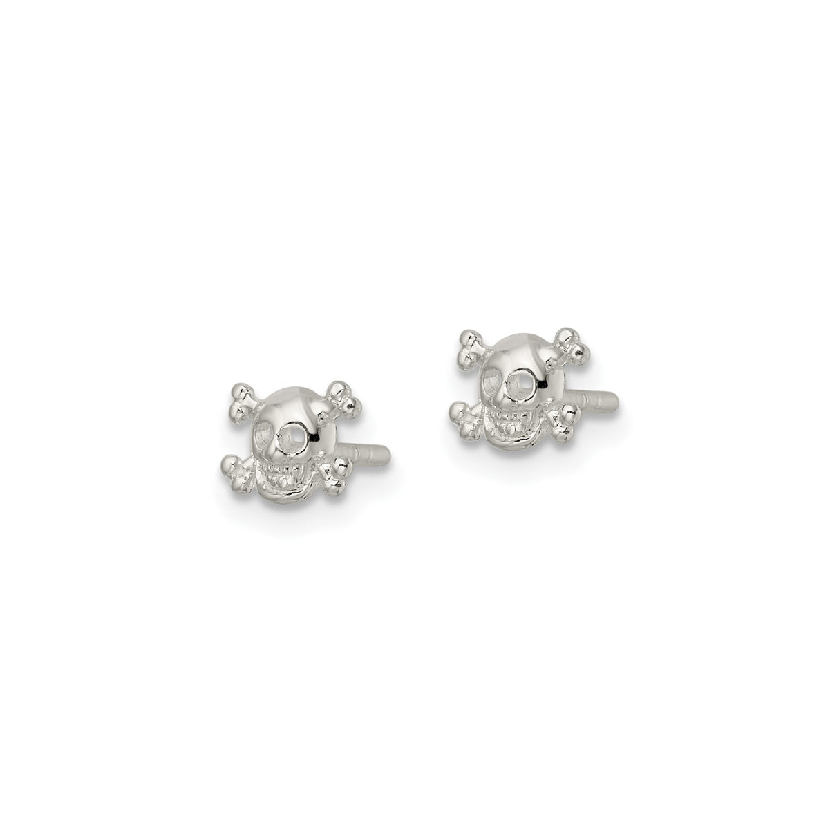 Sterling Silver Skull and Crossbones Stud Earrings, Gothic Punk Unisex Jewelry