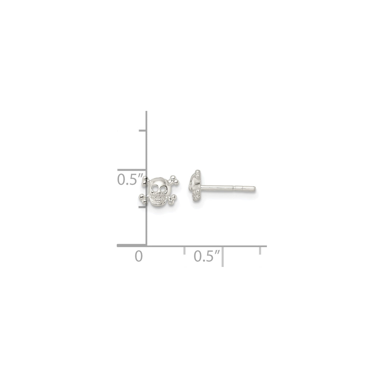 Sterling Silver Skull and Crossbones Stud Earrings, Gothic Punk Unisex Jewelry