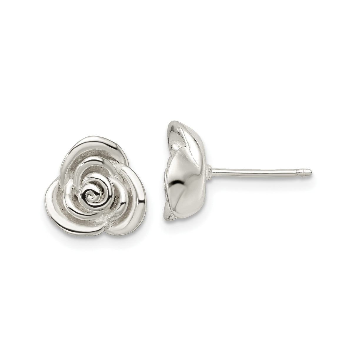 Sterling Silver Rose Stud Earrings with Delicate Floral Design, Dainty Botanical Style