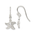 Sterling Silver Starfish Dangle Earrings with Cubic Zirconia, Ocean-Inspired Nautical Design