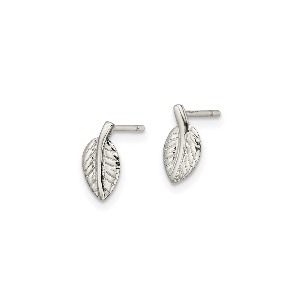 Sterling Silver Leaf Stud Earrings with Nature Inspired Botanical Design for Women