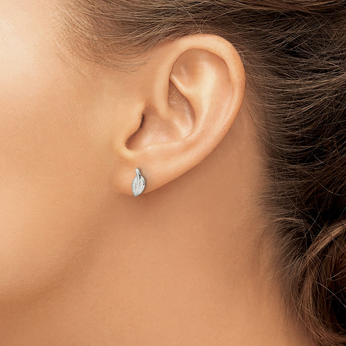 Sterling Silver Leaf Stud Earrings with Nature Inspired Botanical Design for Women