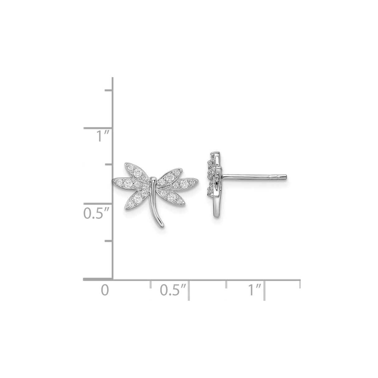 Sterling Silver Dragonfly Stud Earrings with Clear Cubic Zirconia, Nature-Inspired Design for Women