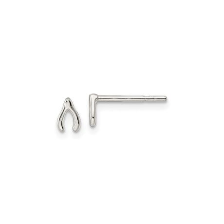 Sterling Silver Wishbone Stud Earrings, Minimalist Hope and Luck Charm Jewelry for Women