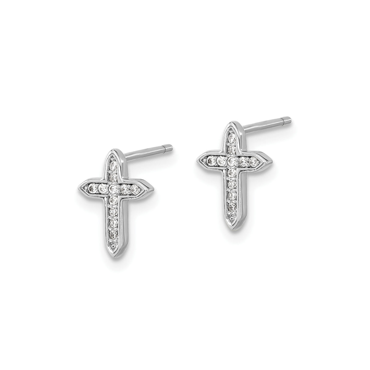 Sterling Silver Cross Pendant with Cubic Zirconia, Polished Finish, Unisex Religious Jewelry