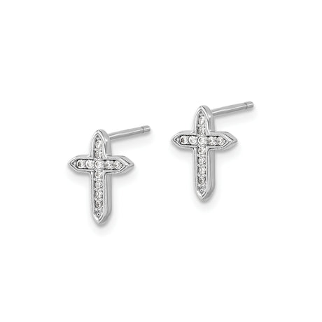 Sterling Silver Cross Pendant with Cubic Zirconia, Polished Finish, Unisex Religious Jewelry