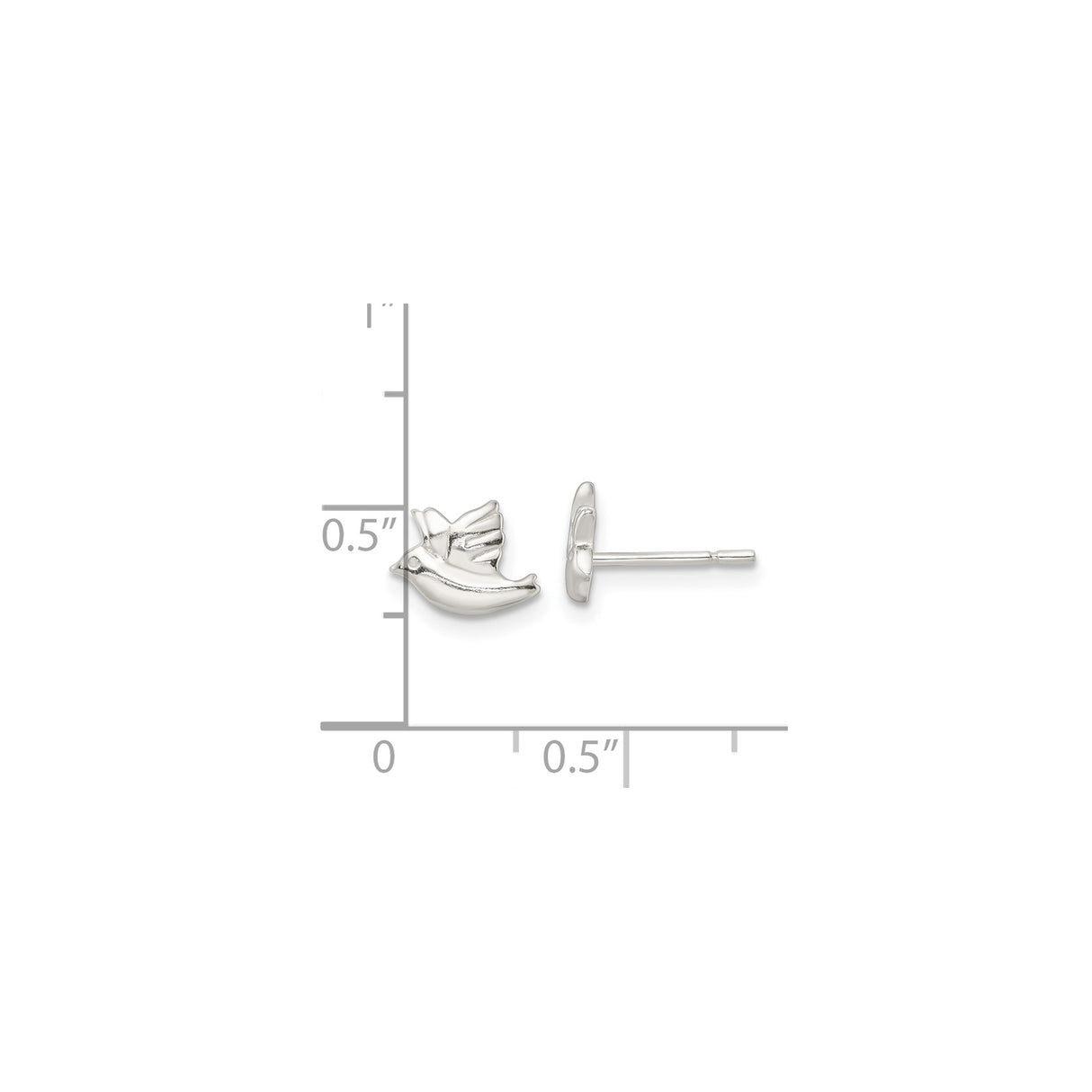 Sterling Silver Dove Stud Earrings, Minimalist Bird Design Symbolizing Peace and Christian Faith