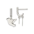 Sterling Silver Dangle Earrings with Cubic Zirconia and Flying Dove Charm, Christian Jewelry for Women