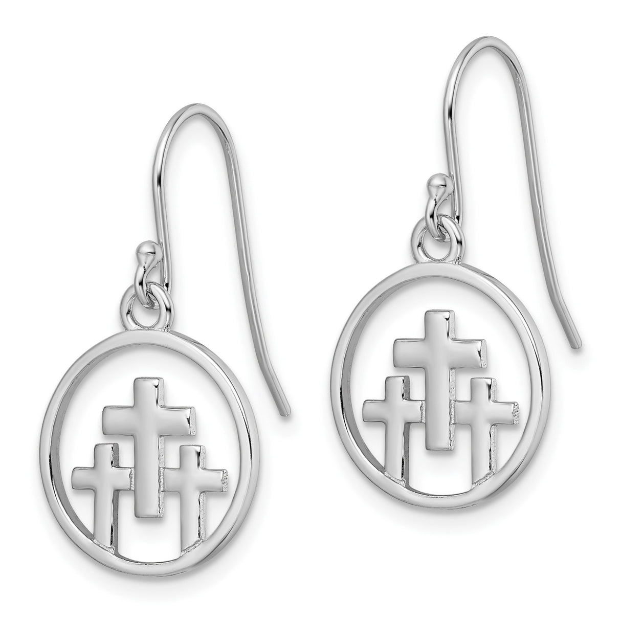 Sterling Silver Cross Pendant with Three Crosses in Circle Design Symbolizing Faith and Redemption