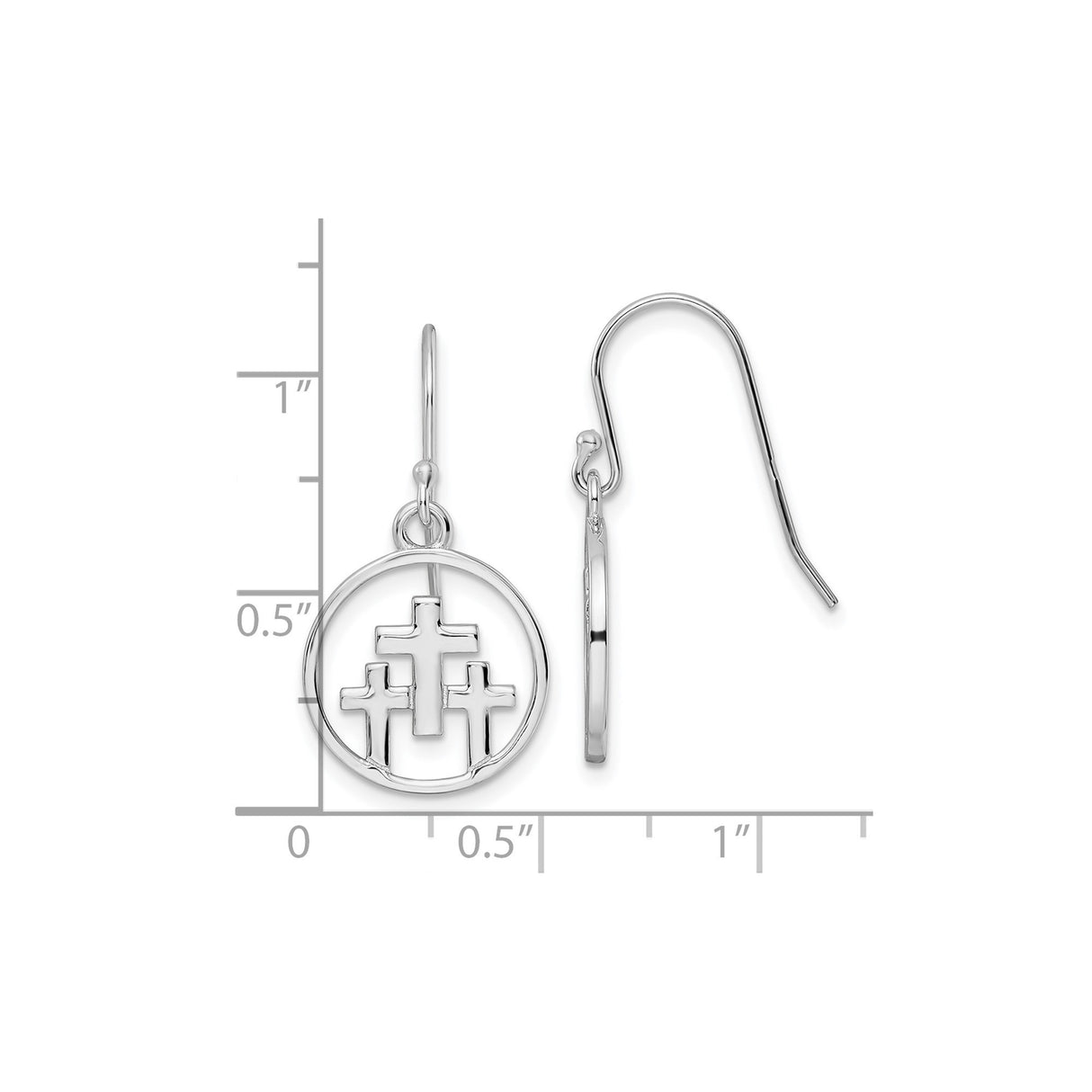 Sterling Silver Cross Pendant with Three Crosses in Circle Design Symbolizing Faith and Redemption