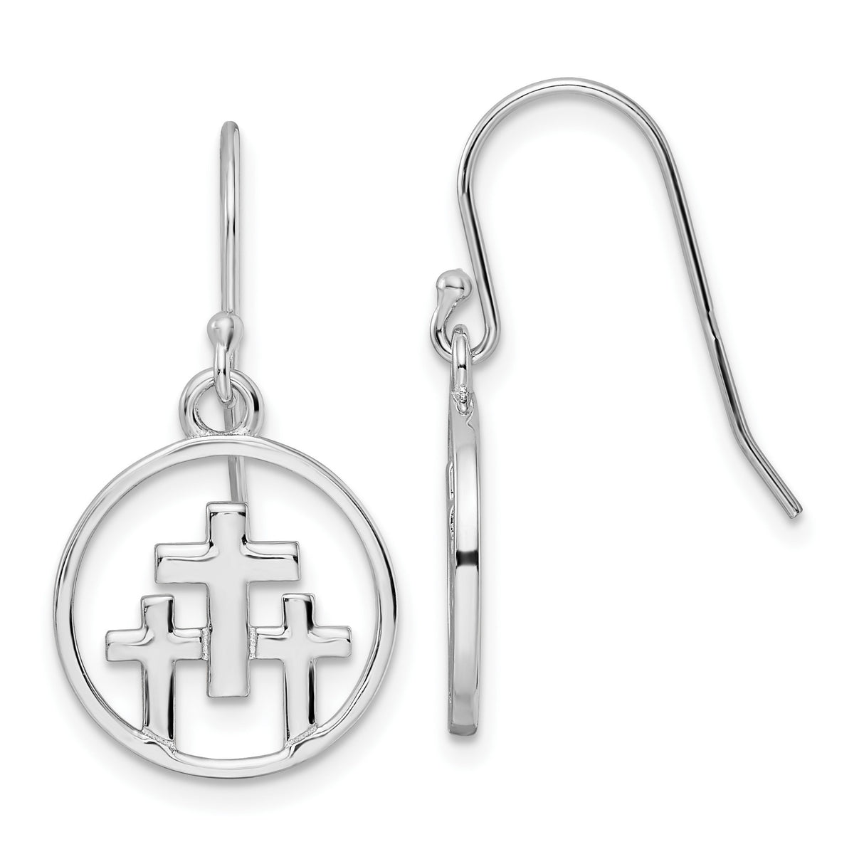 Sterling Silver Cross Pendant with Three Crosses in Circle Design Symbolizing Faith and Redemption