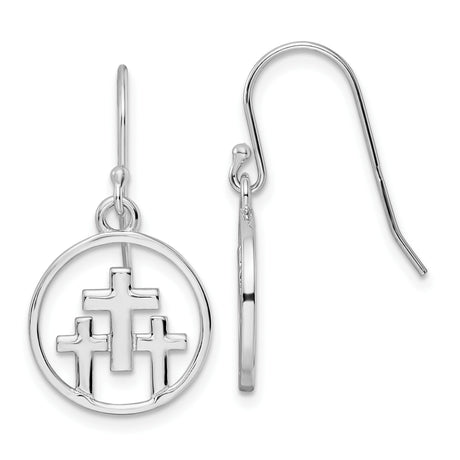 Sterling Silver Cross Pendant with Three Crosses in Circle Design Symbolizing Faith and Redemption