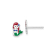 Sterling Silver Mermaid Stud Earrings with Enamel Red Hair, Green Tail, and Blue Accents