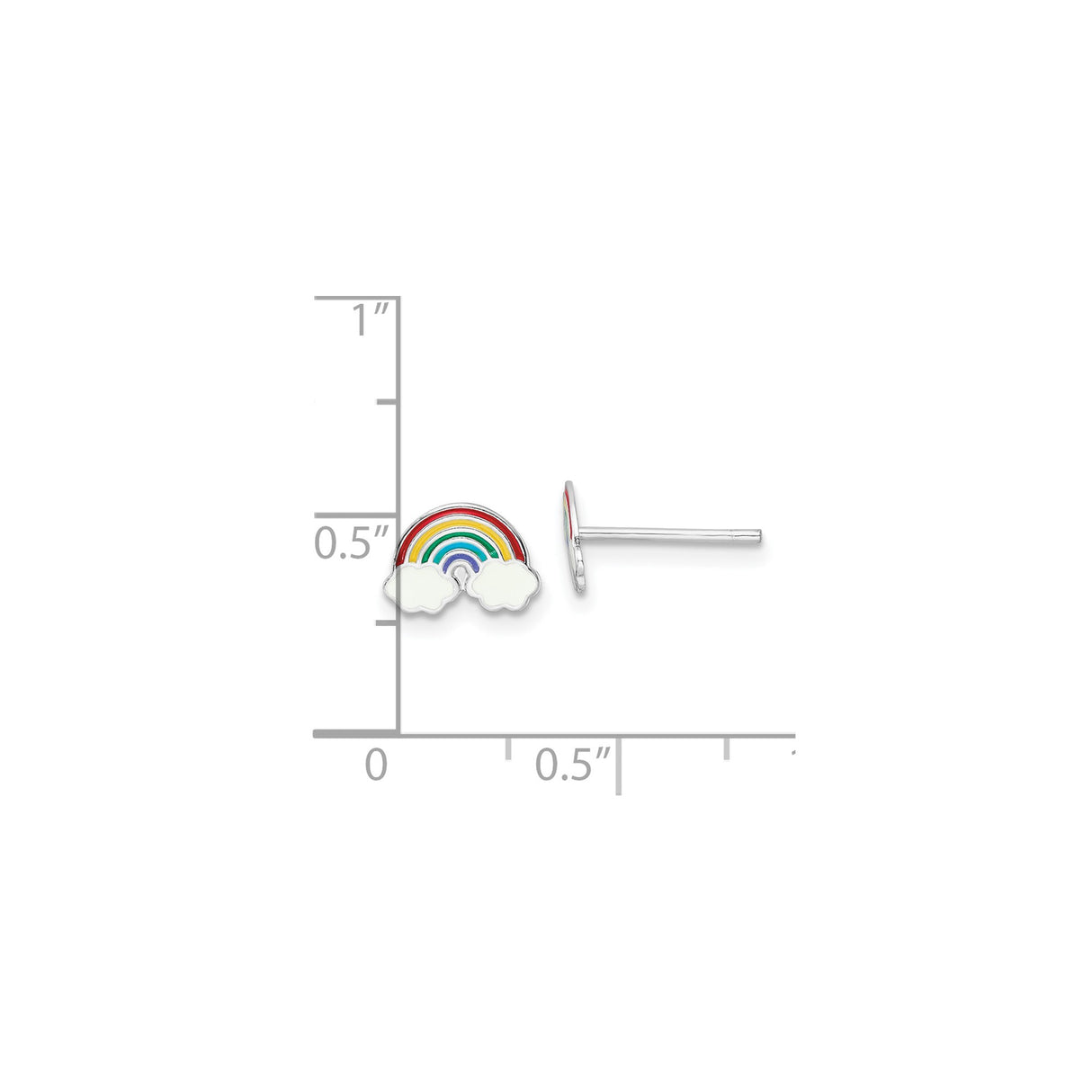 Sterling Silver Rainbow Stud Earrings with Colorful Enamel Arcs and Cloud Design