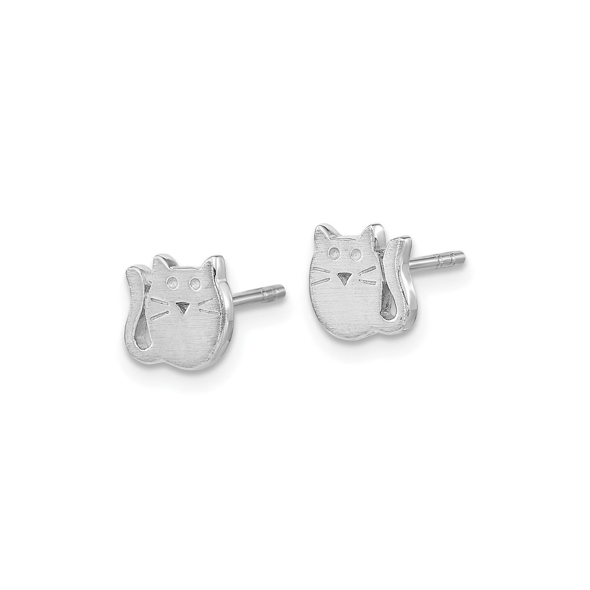 Sterling Silver Cat Face Stud Earrings, Minimalist Feline Silhouette Design for Women