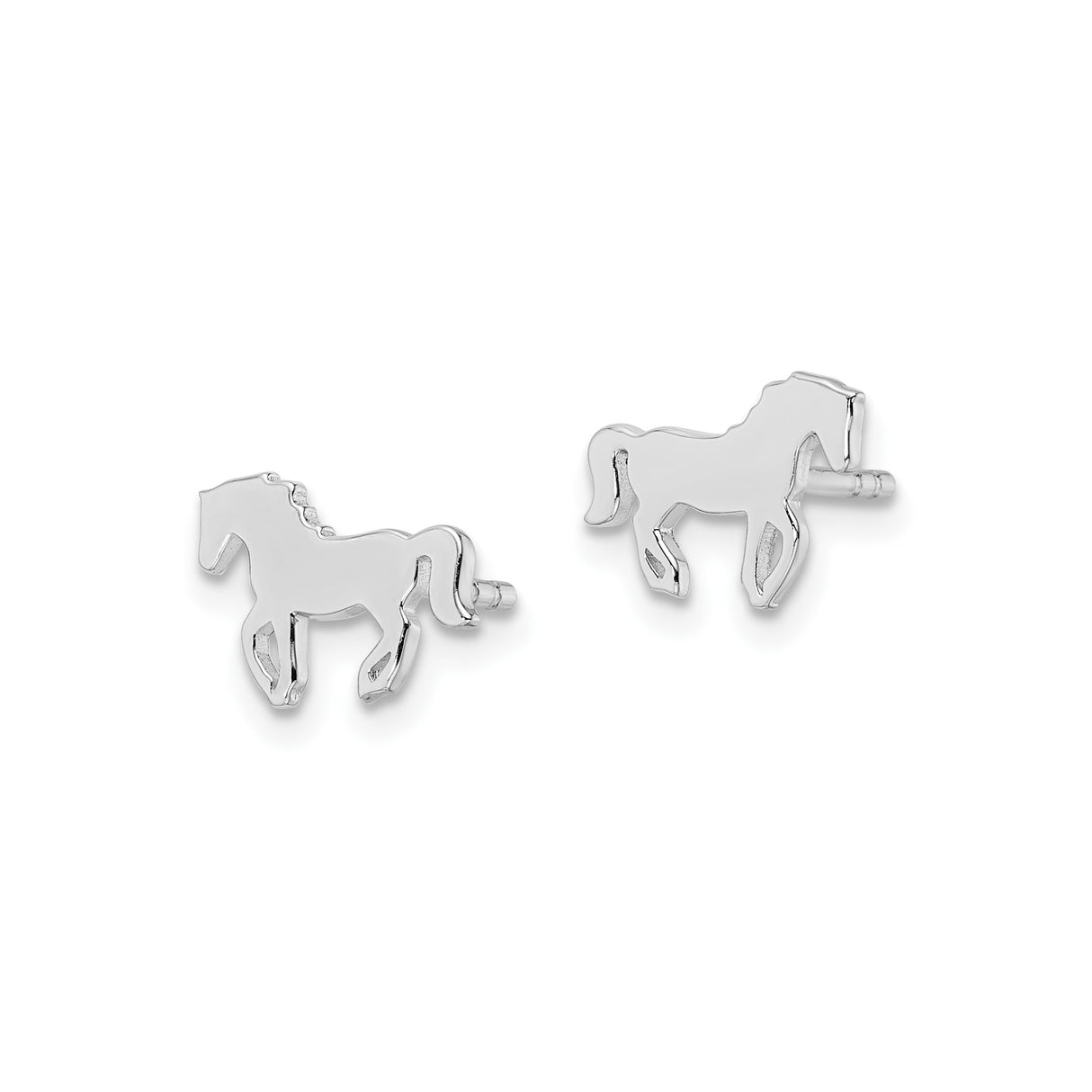 Sterling Silver Horse Stud Earrings with Sleek Silhouette Design for Women