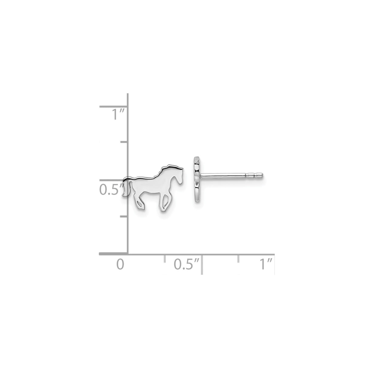 Sterling Silver Horse Stud Earrings with Sleek Silhouette Design for Women