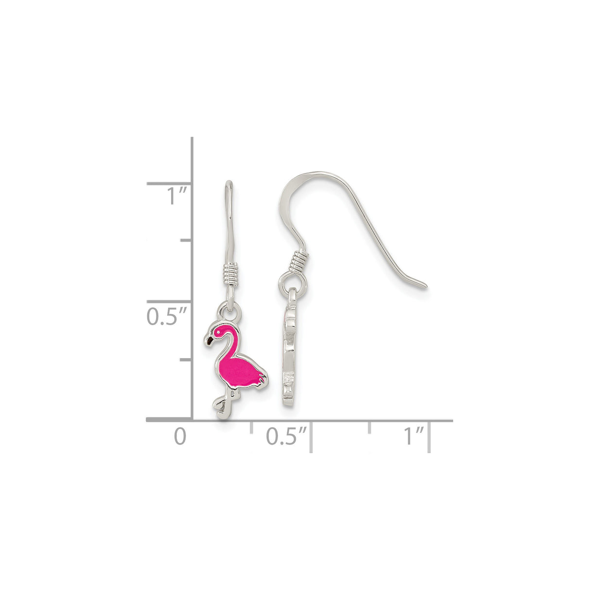 Sterling Silver Flamingo Drop Earrings with Pink Enamel Charm, Tropical Bird Design for Women