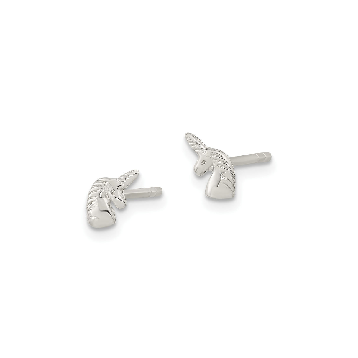 Sterling Silver Unicorn Head Stud Earrings, Whimsical Fantasy Design for Women and Girls
