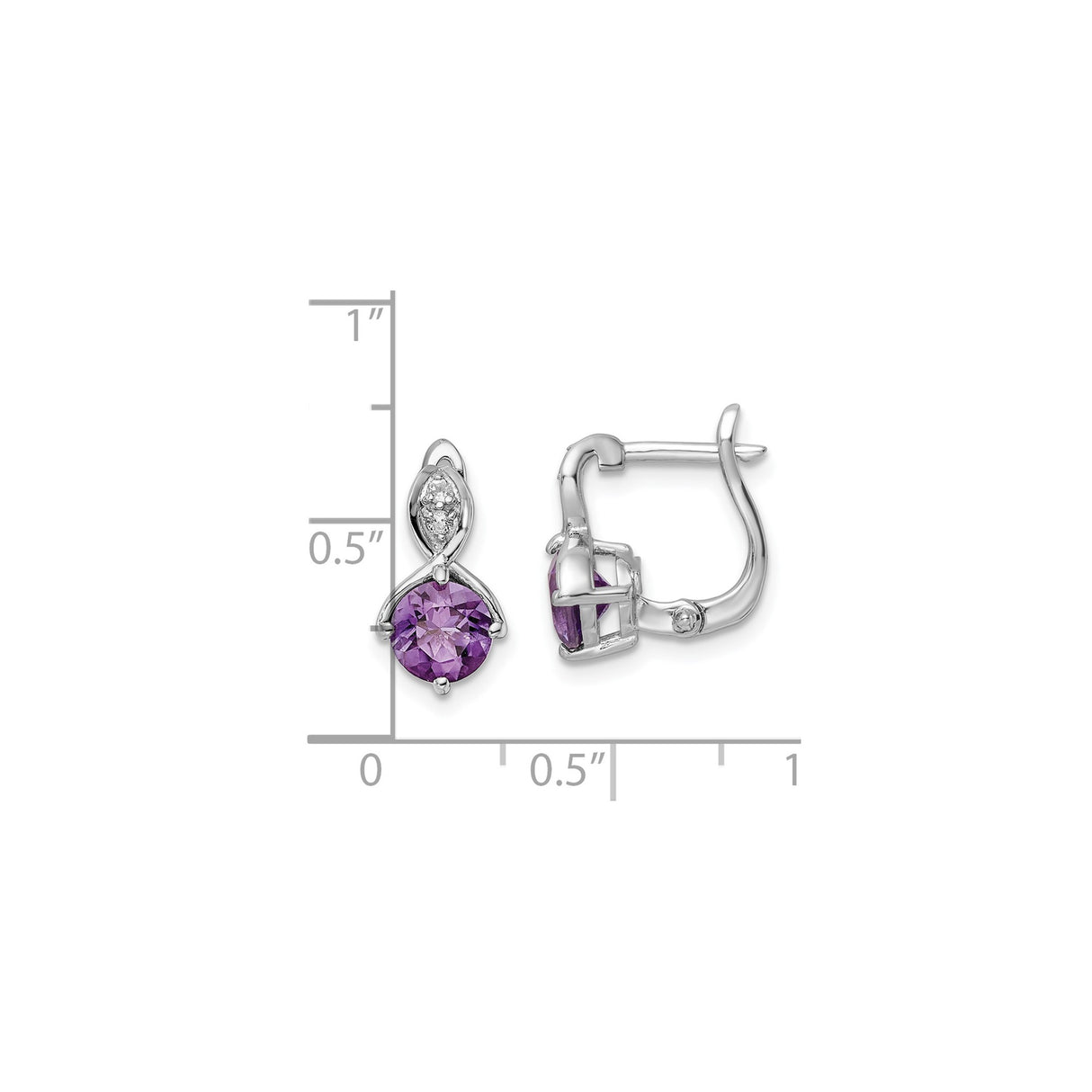 Sterling Silver Amethyst Infinity Leverback Earrings with White Topaz Accents