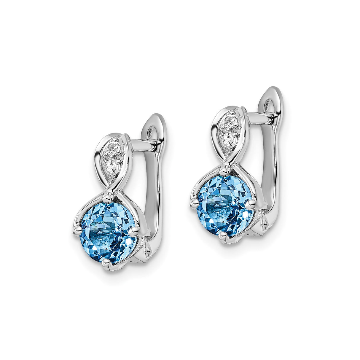 Sterling Silver Drop Earrings with Swiss Blue Topaz and White Topaz Accents, Marquise Dangle Design