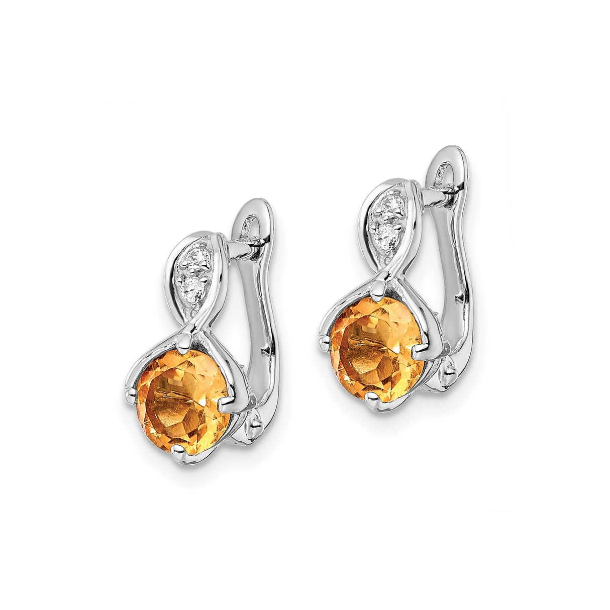 Sterling Silver Drop Earrings with Citrine and White Topaz, Infinity Design