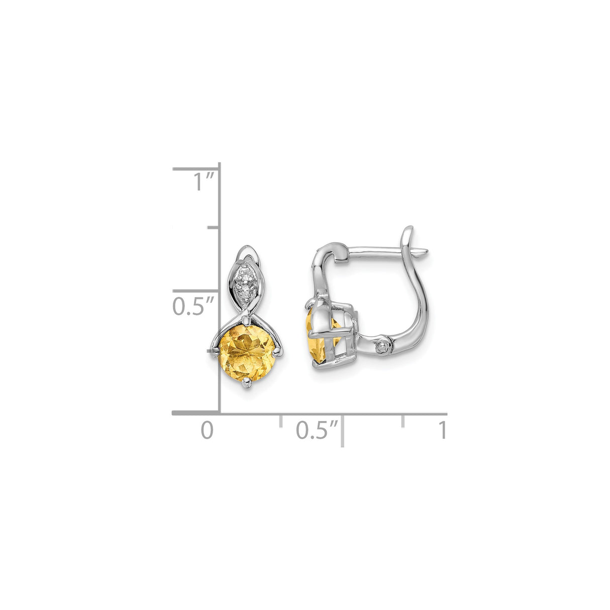 Sterling Silver Drop Earrings with Citrine and White Topaz, Infinity Design