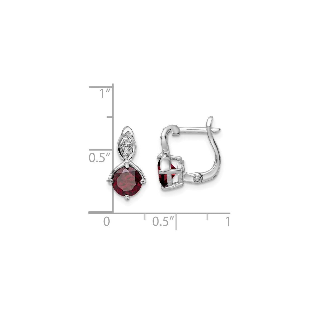 Sterling Silver Dangle Earrings with Garnet and White Topaz in Infinity Drop Design