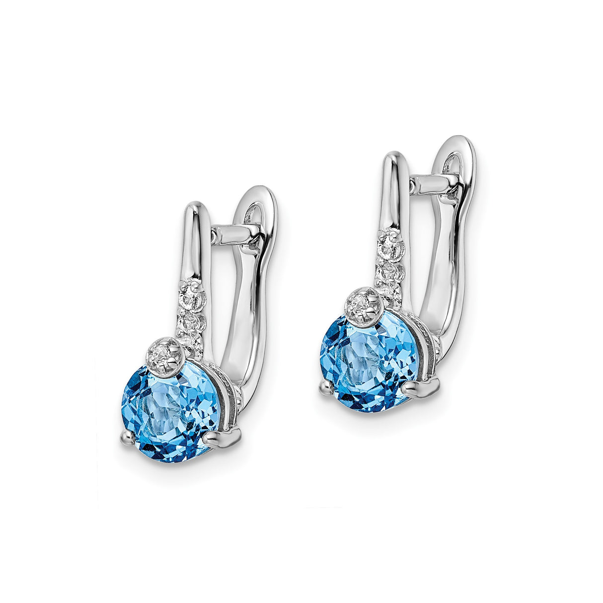 Sterling Silver Dangle Earrings with Swiss Blue Topaz and White Topaz Accents